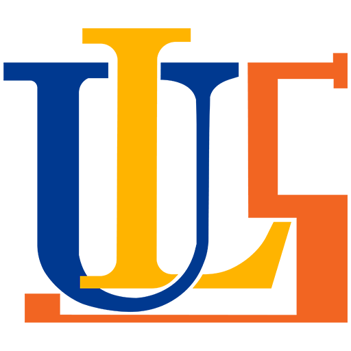Logo featuring blue and orange shapes forming a stylized U with a yellow vertical element in the center.