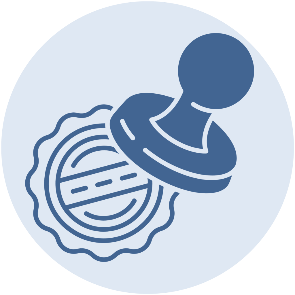 Abstract blue sea-themed circular emblem with intertwined waves on a pale blue background.